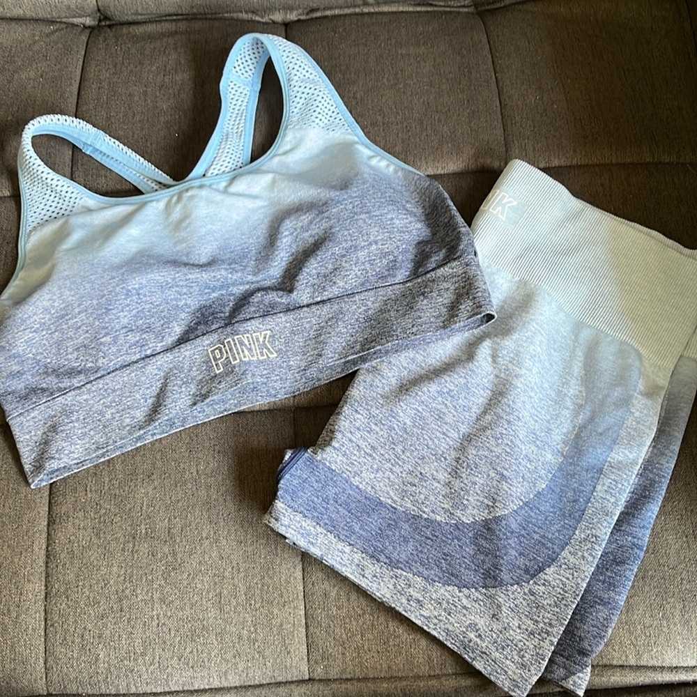 Pink Sport Seamless Sports Bra & Shorts Set- both XL